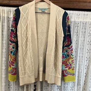 Flying Tomato Cream Cardigan with Floral Sleeves